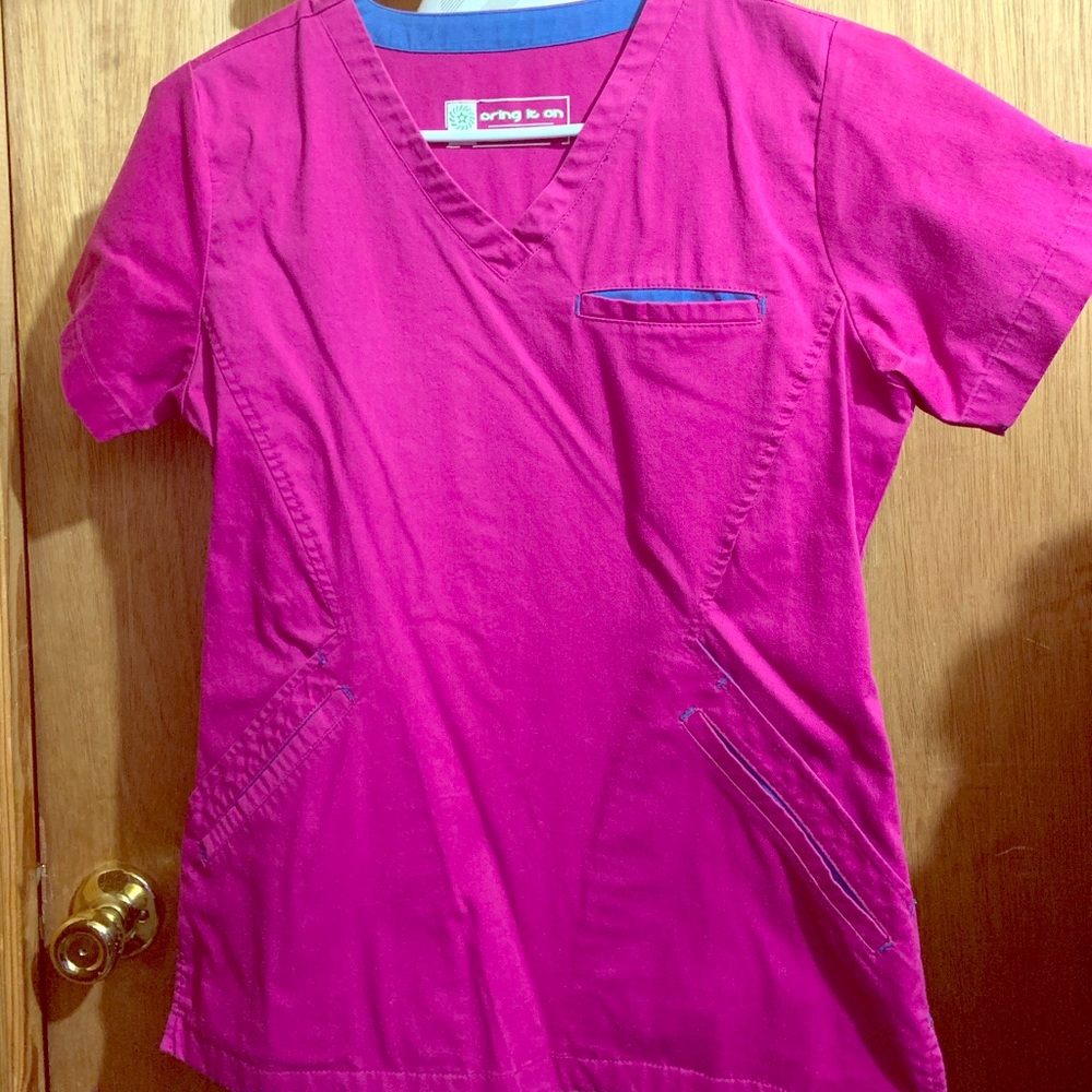 Bio scrubs, purple/navy blue accent